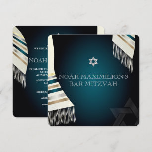 Invitation Pix-Dezines mitzvah/tallit turquoise/arrière - pla