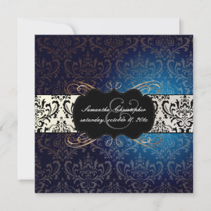 Invitation Pix-Dezines Rossi Damask, bleu nuit