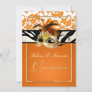 Invitation Pix Dezines Tanza Damask/Quinceanera/Zebra