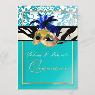 Invitation Pix Dezines Tanza Damask/Quinceanera/Zebra