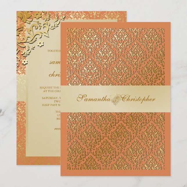 Invitation Pix-Dezines vigne damask/champagne/do-it-yourself  (Devant / Derrière)