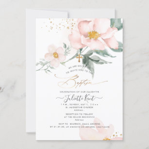 Invitation PixDezin H2 Fleur de Ronce de Roses Baptême