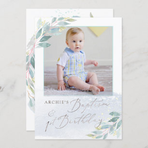 Invitation PixDezine Baptism+1er Anniversaire Verdure