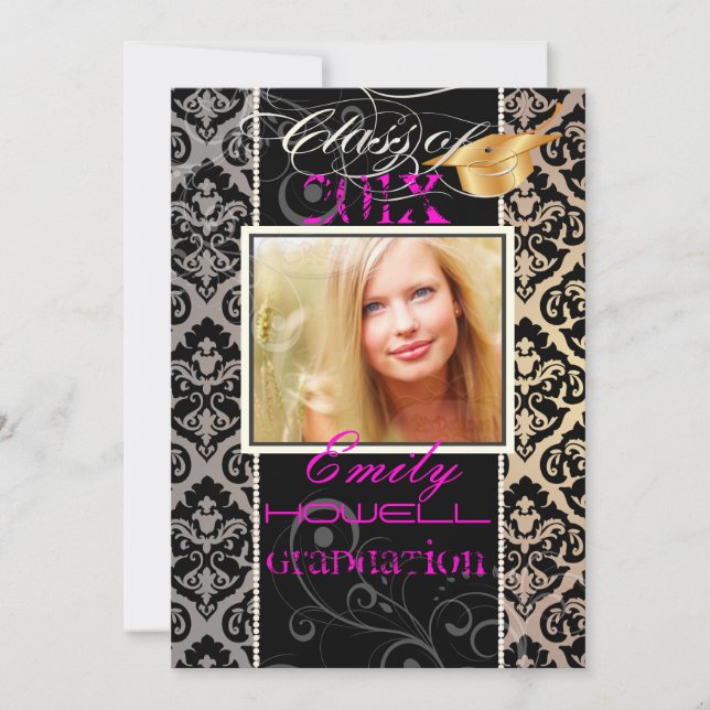 Invitation PixDezines 2012 Grads, olivia damask/do-it-yoursel (Devant)