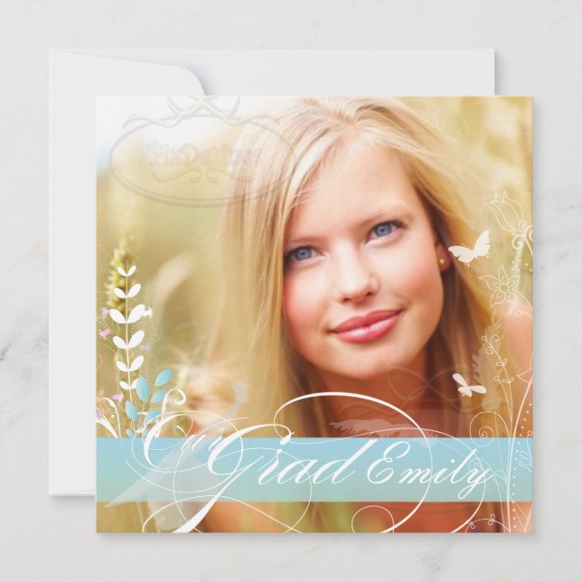 Invitation PixDezines 2012 Photo de remise de diplôme + fleur (Devant)