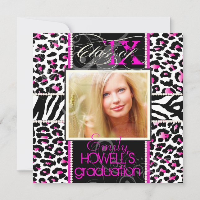 Invitation PixDezines 2013 Grads, teetah print/do-it-yourself (Devant)