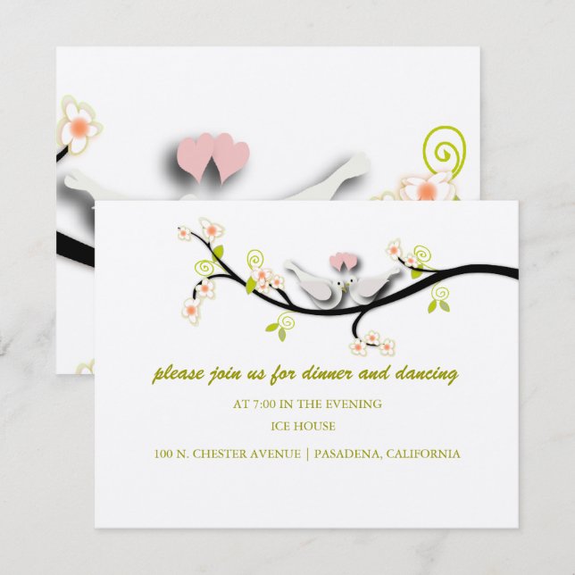 Invitation PixDezines aime les colombes/do-it-yourself couleu (Devant / Derrière)