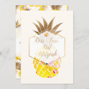 Invitation PixDezines Aloha Ananas/Aquarelle/Bat mitzvah