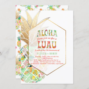 Invitation PixDezines Aloha Hawaiian Pineapples/Mint Green