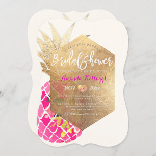 Invitation PixDezines Aloha Pineapple Fête de l'mariée+Faux G