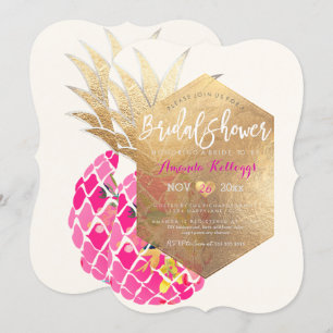 Invitation PixDezines Aloha Pineapple Fête des mariées+Faux G