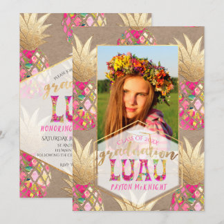 Invitation PixDezines Aloha Pineapples, Graduation Luau