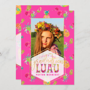 Invitation PixDezines Aloha Pineapples Graduation Luau