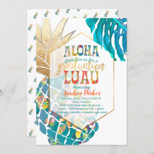 Invitation PixDezines Aloha Pineapples/Turquoise/Graduation L