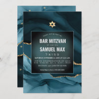 PixDezines Aquarelle Agate Turquoise Mitzvah Invit