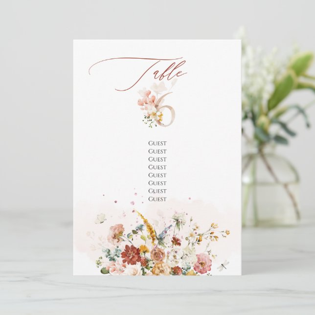 Invitation PixDezines Aquarelle Automne Fleurs de Jardin Tabl (Debout devant)