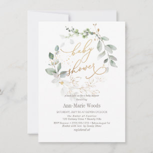 Invitation PixDezines Aquarelle Baby shower de couronne