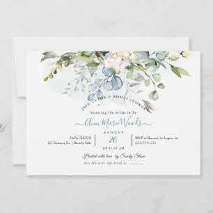 Invitation PixDezines Aquarelle Bleue Gomme Eucalyptus Bridal