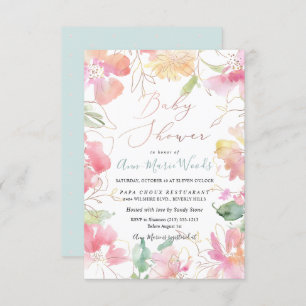 Invitation PixDezines Aquarelle Blush Sweet Peas Baby shower