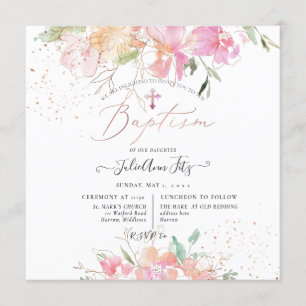 Invitation PixDezines Aquarelle Blush Sweet Peas Baptism