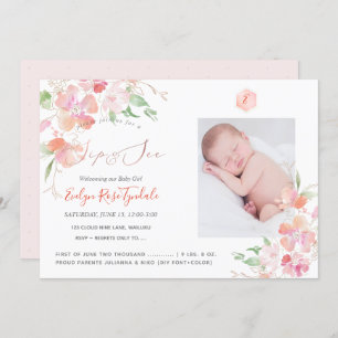Invitation PixDezines Aquarelle Blush Sweet Peas Sip+Voir
