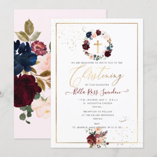 Invitation PixDezines Aquarelle Blush+Wreath Bourgogne