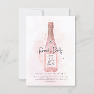 Invitation PixDezines Aquarelle Champagne Rose Brunch Bubbly
