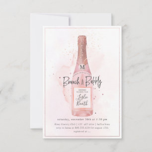 Invitation PixDezines Aquarelle Champagne Rose Brunch Bubbly