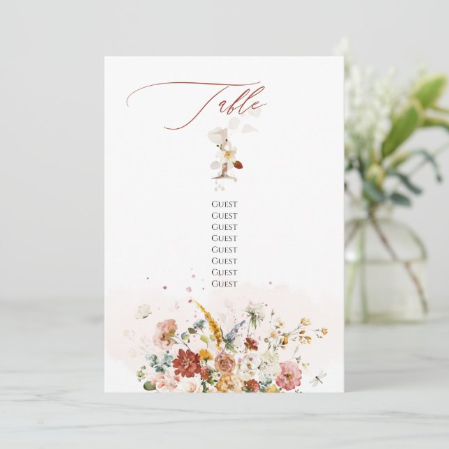 Invitation PixDezines Aquarelle Chute Fleurs de Jardin Tablea (Debout devant)