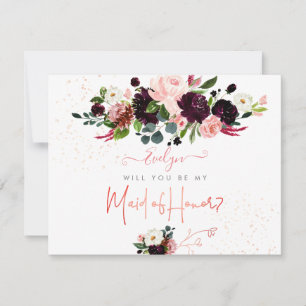 Invitation PixDezines Aquarelle Demoiselle d'Honneur Bourgogn