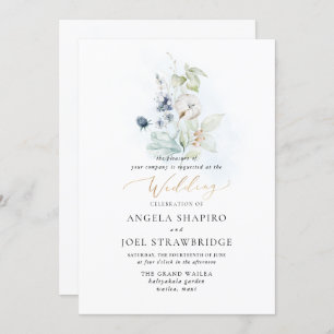 Invitation PixDezines Aquarelle Dusty Blue Winter Coton