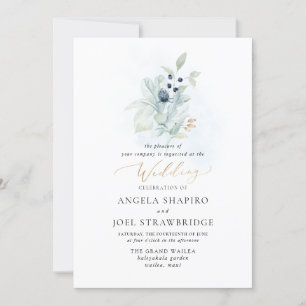 Invitation PixDezines Aquarelle Dusty Blue Winter Coton In