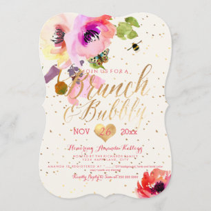 Invitation PixDezines Aquarelle Florale Brunch+Bubbly