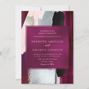 Invitation PixDezines Aquarelle moderne Blush Burgundy Grey