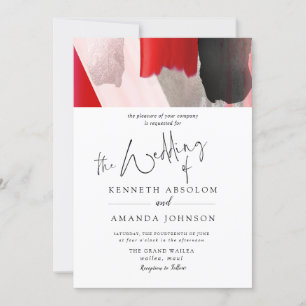 Invitation PixDezines Aquarelle moderne Rouge Noir