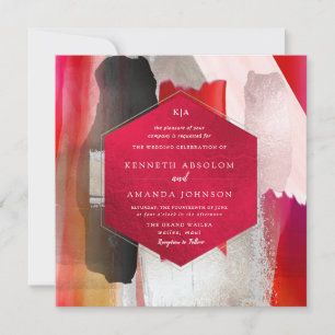 Invitation PixDezines Aquarelle moderne Rouge Noir