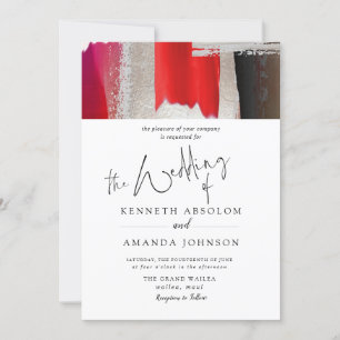 Invitation PixDezines Aquarelle moderne Rouge Noir