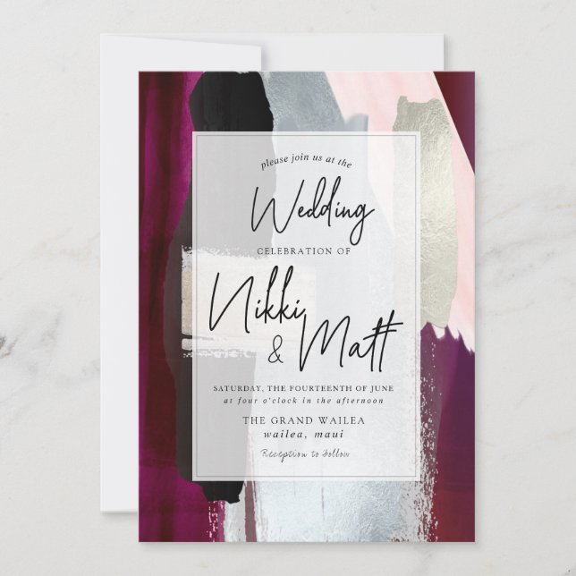 Invitation PixDezines Aquarelle Nuanciers Dahlia Rouge Blush (Devant)