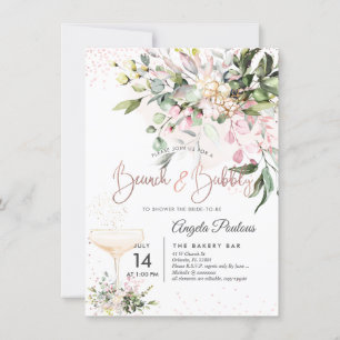 Invitation PixDezines Aquarelle Pink Gum Brunch Bubbly