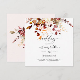 Invitation PixDezines Aquarelle Rouille Orange Gum Eucalyptus