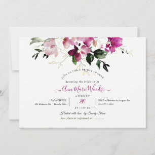 Invitation PixDezines Aquarelle Sweetpeas rouge cerise
