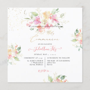 Invitation PixDezines Aquarelle Sweetpeas Sainte Communion