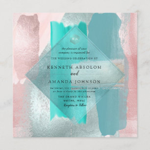 Invitation PixDezines Aquarelle Turquoise Aqua Blush Sage
