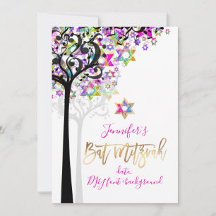 Invitation PixDezines ARBRE DE LA VIE NOTES MUSICALES MITZVAH