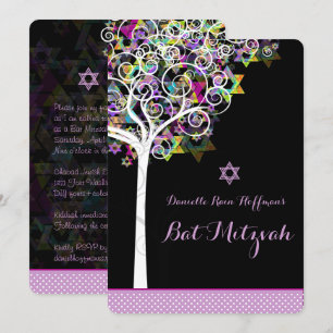 Invitation PixDezines arbre de vie Bat mitzvah/arrière - plan