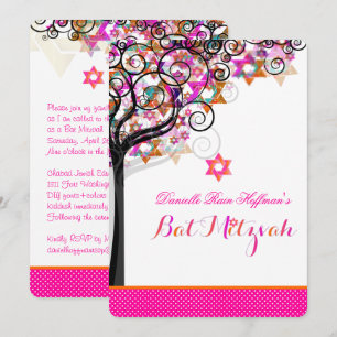 Invitation PixDezines Arbre de vie Bat mitzvah/Arrière - plan