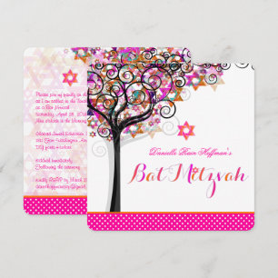 Invitation PixDezines Arbre de vie Bat mitzvah/Arrière - plan