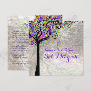 Invitation PixDezines arbre de vie Bat mitzvah/fausse feuille