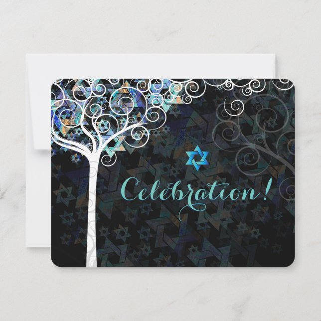 Invitation PixDezines Arbre de vie Bat mitzvah/réception (Devant)