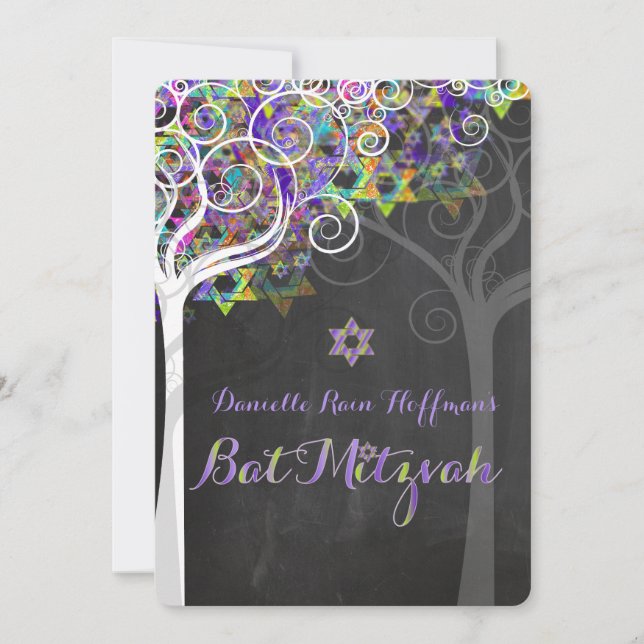 Invitation PixDezines arbre de vie Bat mitzvah/tableau de bor (Devant)